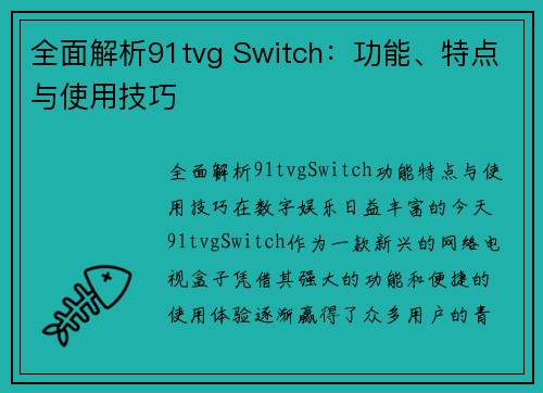 全面解析91tvg Switch：功能、特点与使用技巧